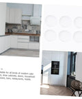 Six Pack White Alloy Cabinet Handles Single Hole Round Drawer Pulls For Cabinets And Wardrobes displayed in modern kitchen.