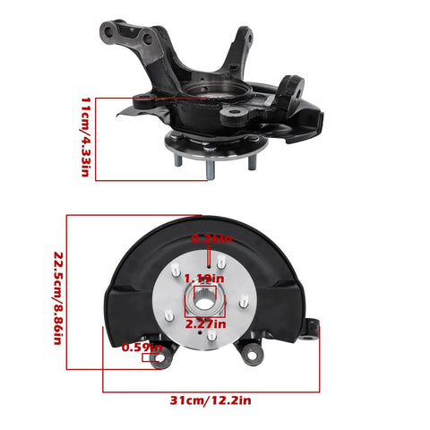 2 Pack Front Steering Knuckle And Wheel Hub Bearing Replacement Kit Direct Fit For Honda CRV 2007 2008 2009 with dimensions