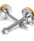 Built Tough Adjustable Leveling Feet M16 M12 Threaded Leg Levelers Crafted From Heavy Duty Carbon Steel provide stability, details showing threaded design.