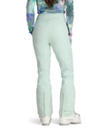 Back view of Womens Bliss Pant For Mountaineering In Glacial Ice Size 10 showing high back waistband and hem gussets.