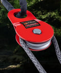10 Ton Heavy Duty Offroad Snatch Block For Winches, 22,000 Lbs Capacity, Towing Pulley Block, Recovery Accessory For Trucks And Trailers, Compatible With Synthetic Rope Or Steel Cable Up To Two Fifths Inch Diameter, red pulley
