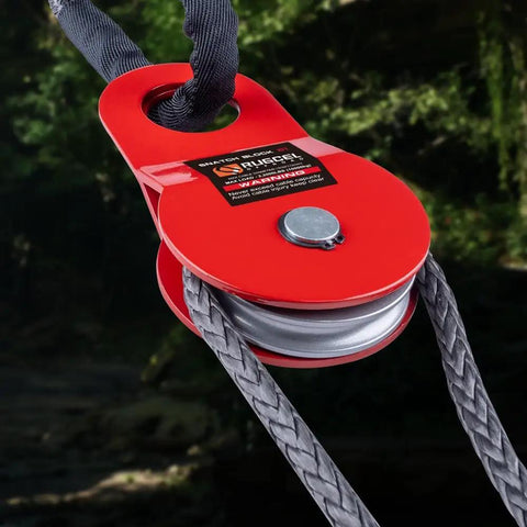 10 Ton Heavy Duty Offroad Snatch Block For Winches, 22,000 Lbs Capacity, Towing Pulley Block, Recovery Accessory For Trucks And Trailers, Compatible With Synthetic Rope Or Steel Cable Up To Two Fifths Inch Diameter, red pulley