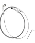 Braided 24 Inch Throttle Cable Kit For Cars And Trucks, Stainless Steel Gas Cable With Aluminum Ferrule Fittings shown with hex key.