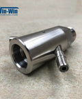 Waterjet mixing chamber assembly 014197-1, angled side view, stainless steel, Win-Win branded part.
