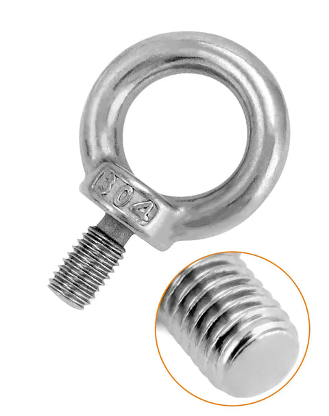 Heavy Duty Lifting Ring Eyebolts Set M8 x 14mm, 304 Stainless Steel, Threaded Eyebolts Eye Nut Fasteners, Rust Resistant, Close-Up View