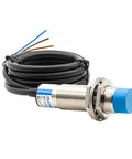 Capacitive Proximity Sensor Switch 6-36V DC Three-Wire NPN PNP NO NC 10mm Sensing Distance, metal casing with wires visible