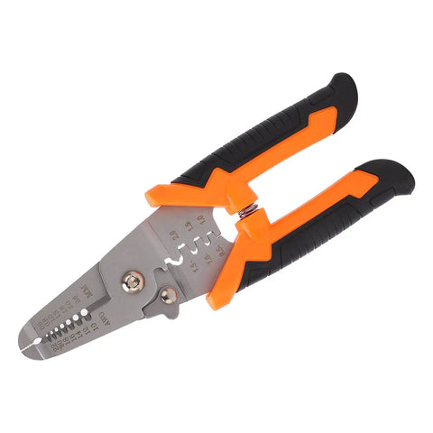 Wire Stripper And Cutter Tool With Curved Blade And Crimping Design For Electronics Repair And Cable Maintenance Power Cord Cutting And DIY Projects Pro Grade Stainless Steel HRC55 Precision Stripping Holes And Ergonomic Grip