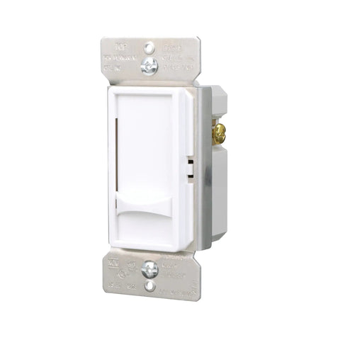 No Sweat Full Slide Dimmer Switch 120V Universal For Led Cfl Incandescent Halogen Fixtures No Neutral Wire Needed side view white finish