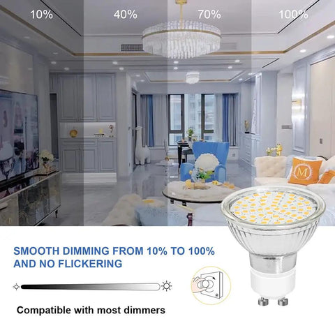 Smooth Dimming Daylight LED Bulbs GU10 Base 5000K 4W 450LM 120 Degree Flood For Track Lighting Halogen Replacement