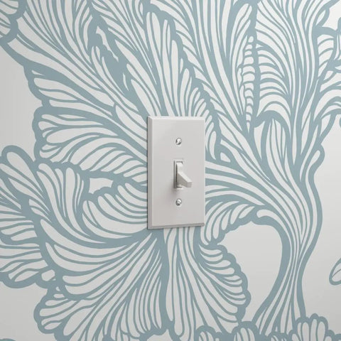 Premium Neutral Tropical Textured Vinyl Wallpaper Hella Durable Commercial Grade Wallcovering Custom Printed Paste Finish Smooth Leather Texture For Home Refresh with light switch.