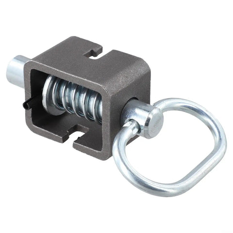 Badass Heavy Duty Trailer Gate Spring Latch Assembly Weld On Five Eighth Inch Steel Tube Build For Toughest Haul Jobs Secure Cargo Locking Clasp Nails It Simple Drop In Setup - close-up of latch with spring and ring.