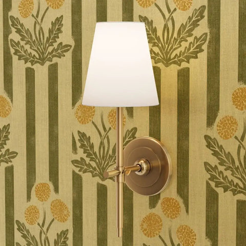 Top Shelf Dandelion Olive And Rich Gold Metallic Wallpaper Featuring A Luxe Fibrous Texture And That Premium Glow Everyone Loves Eco Certified Wallcovering Built Right Here In The Usa For Your Next Home Upgrade, with a white wall sconce.