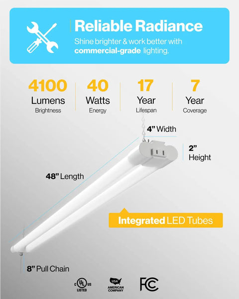Beast Mode 4 Foot Led Shop Light Plug In Linkable Work Lamp Solid Bang For Your Buck Bright White Glow Frosted Cover Commercial Grade Garage Fixture Etl Certified Workshop Setup