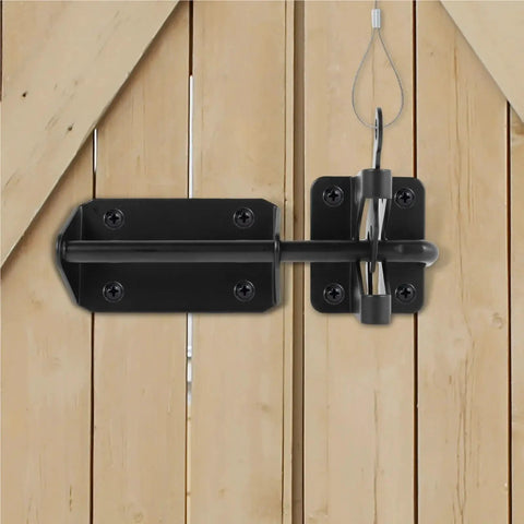 Heavy Duty Gate Latch 8 Pack Self Locking Cable Pull Fence Locks For Wood Or Steel Doors Rock Solid Gravity Design on wooden gate.