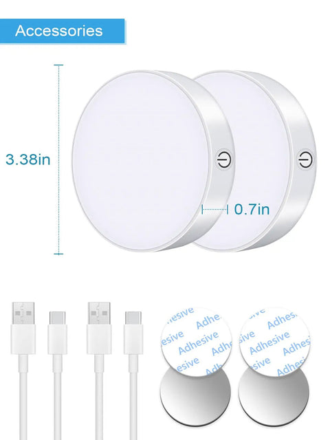 Dimmable Touch Light With Built In 1000mAh Battery Rechargeable LED Tap Lights No Fuss Magnetic Stick On Puck Night Lights
