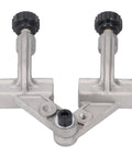Heavy Duty Aluminum Pipe Clamp With Double Handles, 10 To 180 Degree Adjustable Swing Jaw, right angle view