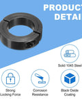 4 Pack Double Split Shaft Collars 45mm Bore 73mm Outer Diameter 19mm Thick Black Oxide Locking Clamps With Set Screws Made From 1045 Steel Built Tough