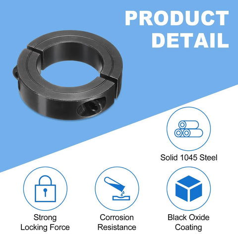 4 Pack Double Split Shaft Collars 45mm Bore 73mm Outer Diameter 19mm Thick Black Oxide Locking Clamps With Set Screws Made From 1045 Steel Built Tough