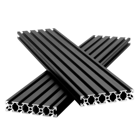 Heavy Duty T Slot Aluminum Extrusion 20 Series For DIY 3D Printer Parts And CNC Projects Black Anodized 1000mm Two Piece Pack