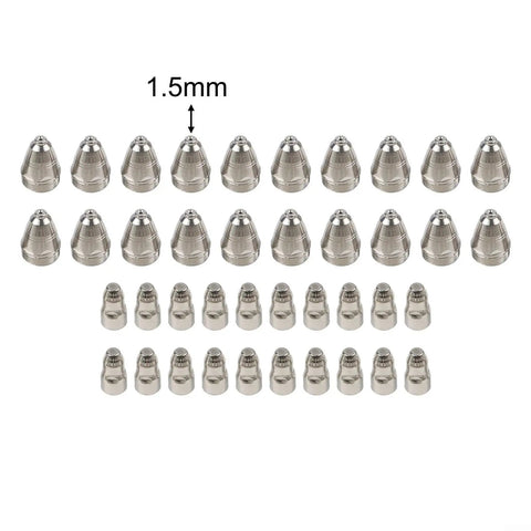 Pro Grade 40 Piece Plasma Electrode Tip And Nozzle Set 1.5mm For P80 Air Plasma Torch With Hafnium Insert And CuCrZr Nozzle Guard