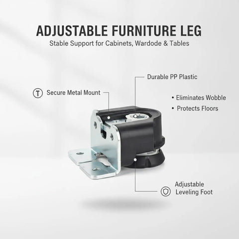 Versatile Adjustable Furniture Leg For Cabinets Wardrobes And Tables Durable PP Plastic Leveling Foot Replacement Black