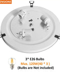 Back view of Tiffany Style Stained Glass Ceiling Light 3 Light Fixture 16 Inch Flush Mount, bulb sockets visible