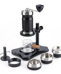 Slick Trail Ready Portable Manual Espresso Maker With Adjustable Temp And Nine Bar Pressure For Straight Up Creamy Lattes On The Go Stainless Steel Hand Pump Coffee Brewing Gear displayed with various components.