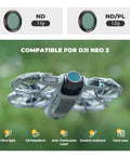 3 Pack Magnetic ND Filters For DJI Neo 2 Drone Includes ND8 ND16 ND32 For Smooth Motion And Precise Exposure Quick Swaps With Magnetic Design