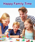 Family enjoying Magic Water Elf Toy Kit, creating water pets with 10 colorful gels and 6 creature molds, DIY sensory craft fun.
