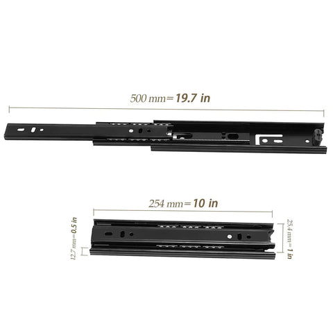 Built Tough 5 Pairs 10 Inch Full Extension Drawer Slides With Ball Bearing Side Mount Rails Includes Mounting Screws Heavy Duty Steel Glides For Cabinets And Furniture Up To 110 Lb Load Capacity, 10 in black steel slide