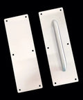 304 Stainless Steel Door Handle Set With Push And Pull Plates Tough As Nails Heavy Duty Door Hardware Kit Includes Backing Plates Screws And Driver For Durable Interior And Exterior Doors, push plate and pull handle