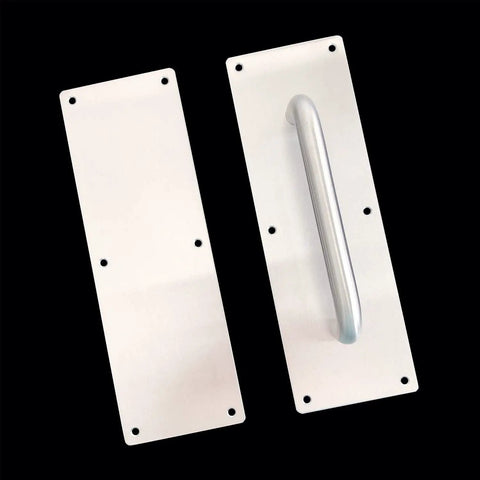 304 Stainless Steel Door Handle Set With Push And Pull Plates Tough As Nails Heavy Duty Door Hardware Kit Includes Backing Plates Screws And Driver For Durable Interior And Exterior Doors, push plate and pull handle