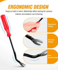 GOOACC automotive trim removal tool with red handle and black shaft, forked pry end.