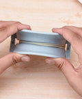 Hassle Free Wheat Straw Dumpling Press Three Sizes Foldable Kitchen Gadget For Quick Homemade Ravioli held in hands.