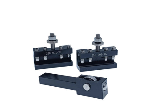 3-piece BXA QCTP set with 2 piece turning and facing lathe tool holder for BXA quick change tool post and 1 piece lathe burnishing tool.