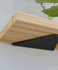 Flat Out Heavy Duty Hidden Metal Shelf Brackets Built Like A Boss For Rock Solid Wall Mounted Storage, Rust Proof Steel Triangle Supports Black 11 Inch 2 Pack with wood shelf.