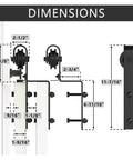 Dimensions of Bypass Sliding Barn Door Hardware Kit For Double Doors, Heavy Duty Matte Black Steel Tracks And Pulleys, J Shaped Door Accessory