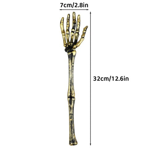 Golden Skeleton Hands For Halloween Yard Decor 2 Pack Realistic Outdoor Skeleton Hands Stakes 12.6 By 2.8 Inch single hand view