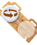 Heavy Duty Slide Transfer Board With Swivel Turntable For Wheelchair To Bed Or Toilet Relocation Smooth zero sweat patient mobility aid top view showing swivel feature and rubberwood surface.