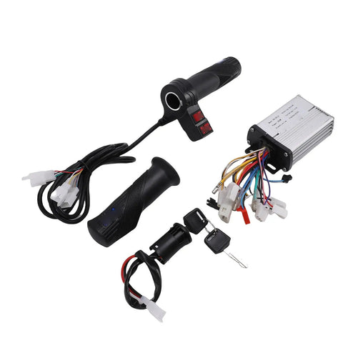 350W Electric Motor Controller Kit With Efficient Heat Dissipation For E Bikes Trikes And Motorcycles Aluminum Alloy Housing Rubber Brushed Throttle Grip Ignition Switch With 2 Keys Ride Ready Safe Reliable Integration