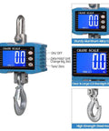 Built Tough Workhorse Hanging Scale Digital Crane Scale 1000kg 2204lb With LCD Backlight Unit Change Data Hold Tare Zero