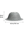 Silicone Shower And Tub Drain Protector Hair Debris Catcher With Tall Domed Design, dimensions shown 2 in x 4.5 in