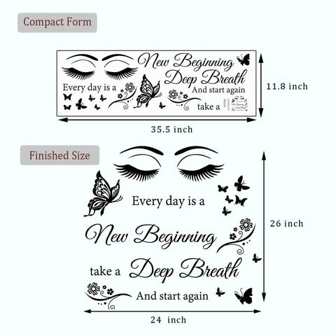 Every Day Is A New Beginning Inspirational Wall Art Sticker Set with positive quotes and motivational sayings, 35.5x11.8 inches