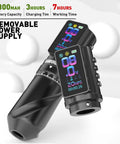 Cordless Tattoo Gun With 2300mAh Battery, Wireless Tattoo Machine with smart display showing settings, black aluminum frame