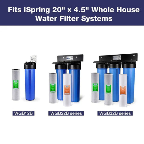 FC25B Whole House Water Filter CTO Carbon Block 20 Inch By 4.5 Inch For Sediment And Chlorine Removal filter systems display