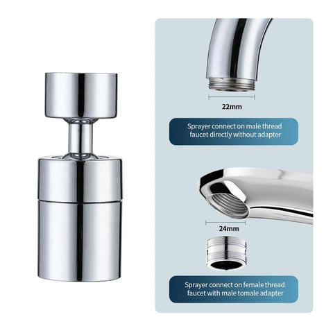 Slick 360 Degree Swivel Faucet Aerator With Dual Mode Water Saving Sprayer Head And Heavy Duty Chrome Brass Nozzle For Quick Universal Kitchen Or Bathroom Fixture Swap You Will Dig