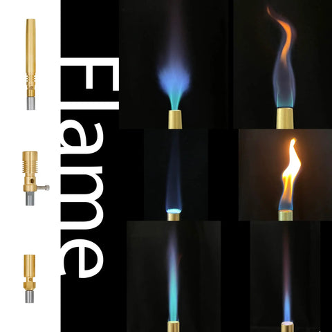 Go-To Universal Propane Bunsen Burner For Lab Jewelry Glass Blowing And Welding With flame examples, fixed angle head.