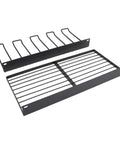 Heavy Duty Wall Mounted Power Tool Organizer With Massive Capacity Steel Drill Rack For Garage Storage quick screw mounts in black.
