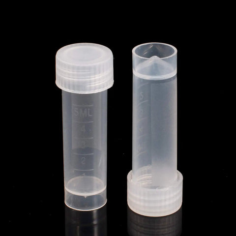 Crystal Clear 5 Milliliter Plastic Sample Bottles Vials With Screw Cap And Sealing Gasket 50 Pack Lab Storage Containers, clear 5 mL vial