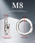 Big 1200Pcs M8 201 Stainless Steel Spring Lock Washers Set for Industrial and DIY Projects, Rust Resistant and Heat Proof, Inner Diameter 0.342in, Thickness 0.083in, Wide 0.087in, Opening 0.207in, Strong Elastic Locking Force, M8 washer size diagram